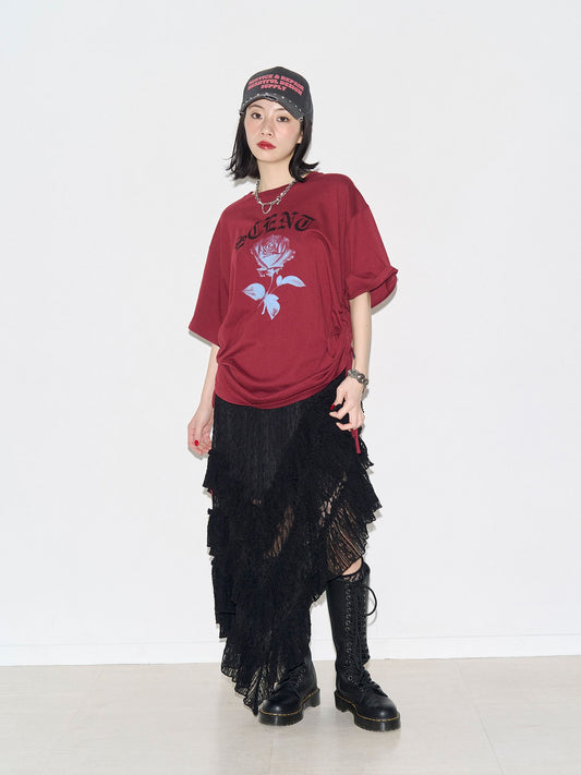 レース アシメロングスカート