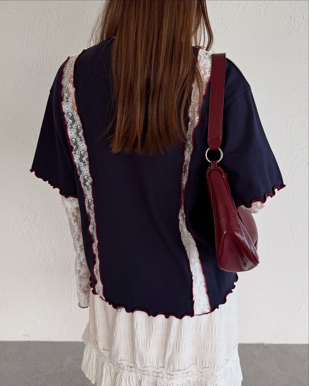 Kutir 連袖套Lace抽繩拼接Tee