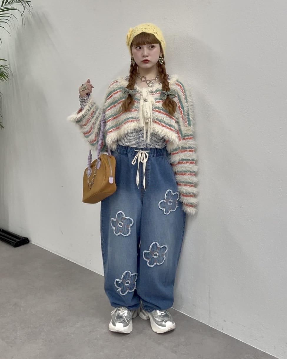 HELLO.SANFRANCISCO 2-Way Striped Cardigan with Ribbon - Image 45