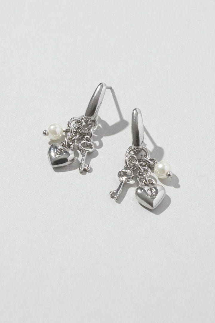 GOLDY Heart Key Charm Earrings