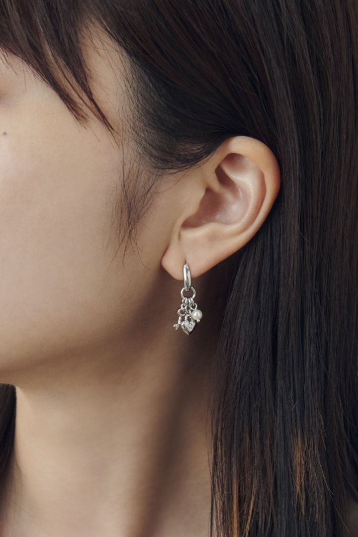 GOLDY Heart Key Charm Earrings