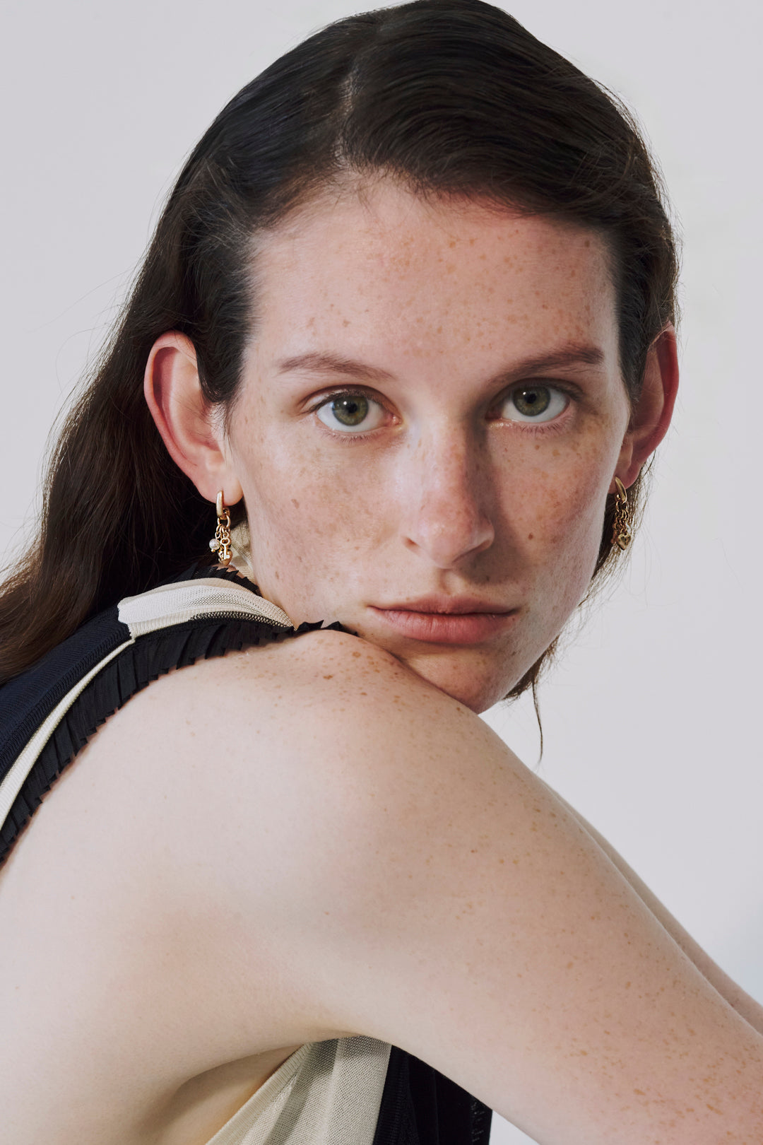 GOLDY Heart Key Charm Earrings