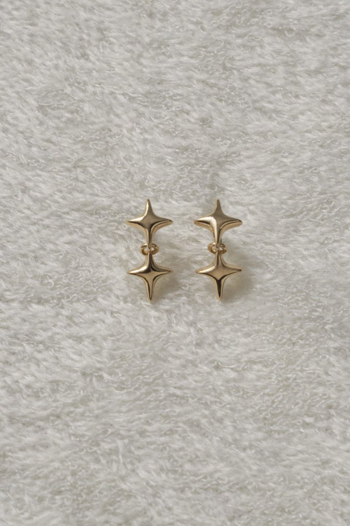 GOLDY double twinkle earrings - light gold