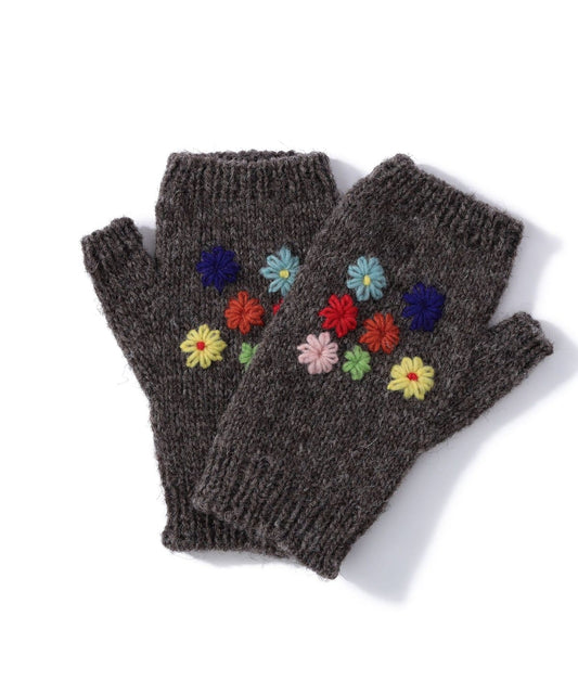 BEAMS BOY 100%羊毛花花刺繡手套