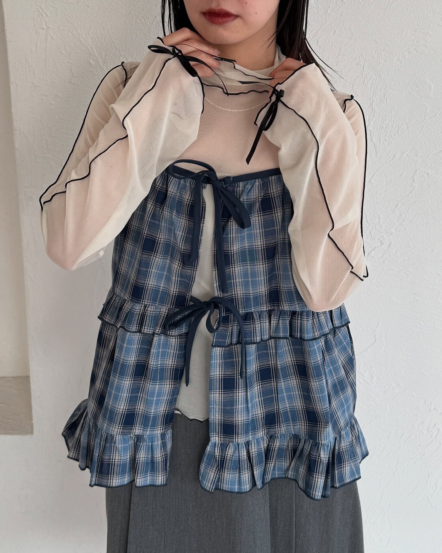 Kutir Ribbon高領sheer top