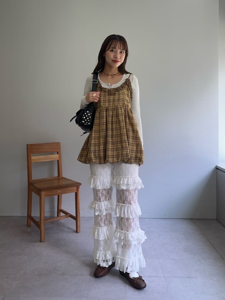 CIAOPANIC 荷葉邊格紋氣球ops