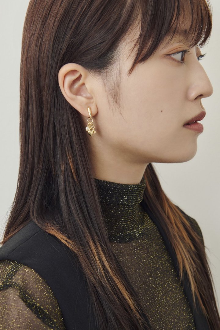 GOLDY Heart Key Charm Earrings