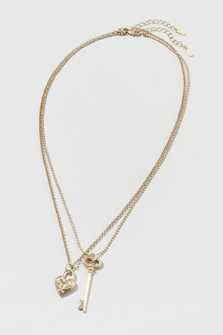 GOLDY Heart Key Charm Necklace