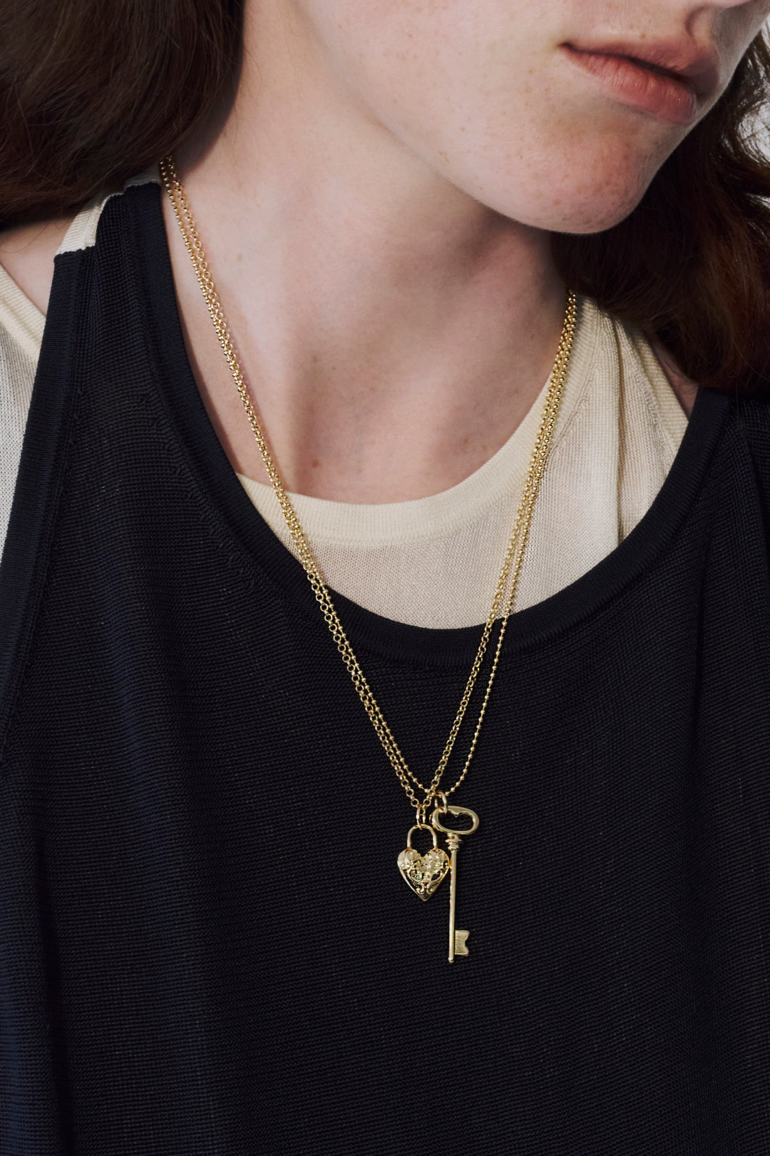 GOLDY Heart Key Charm Necklace