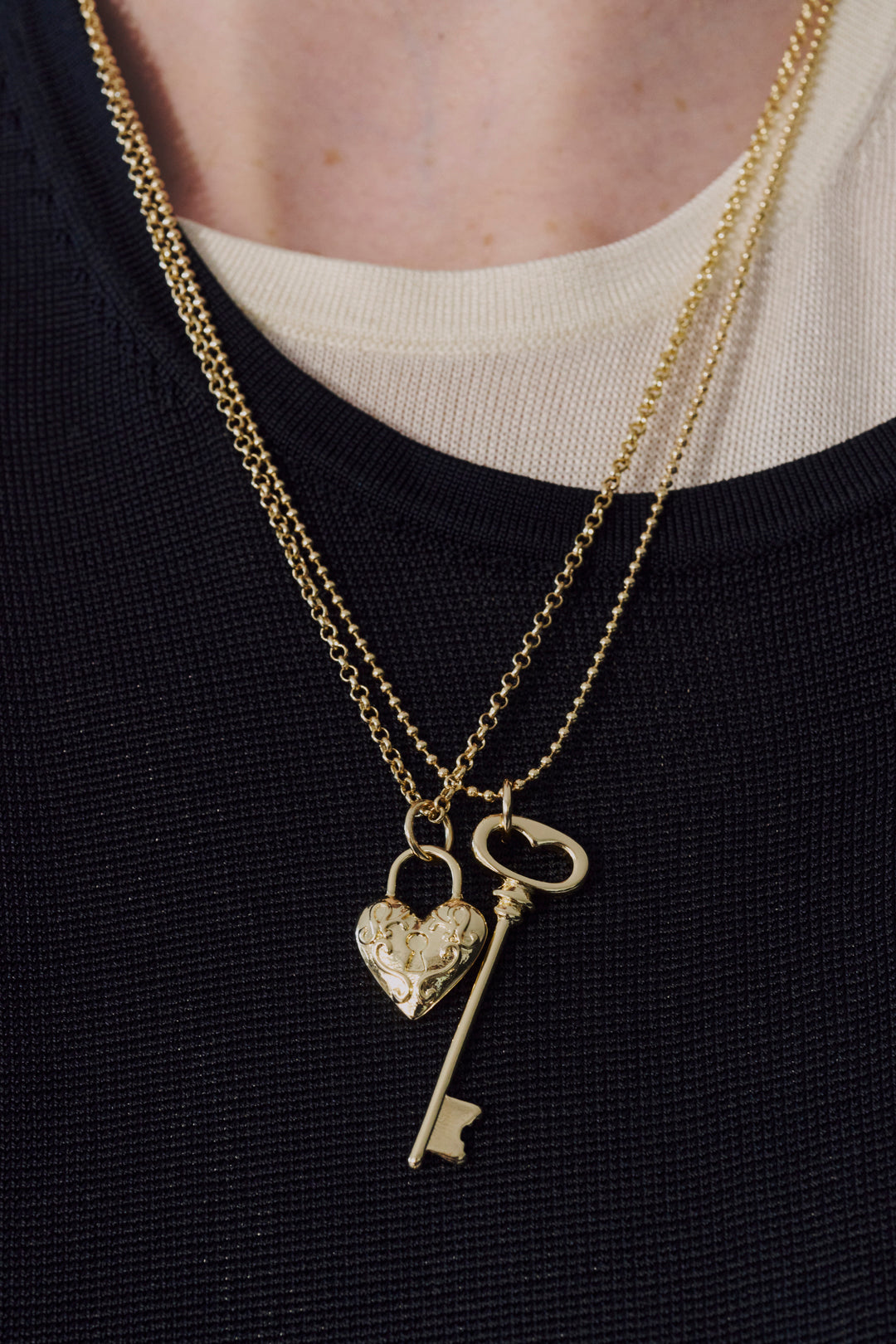 GOLDY Heart Key Charm Necklace