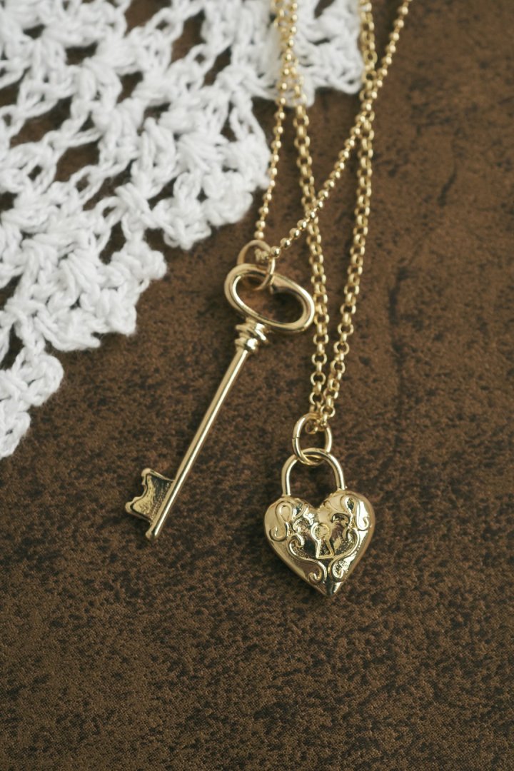 GOLDY Heart Key Charm Necklace