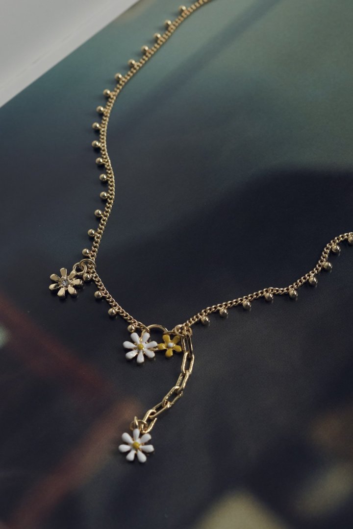 GOLDY カラー ブルーム ネックレス - ゴールド×グリーン