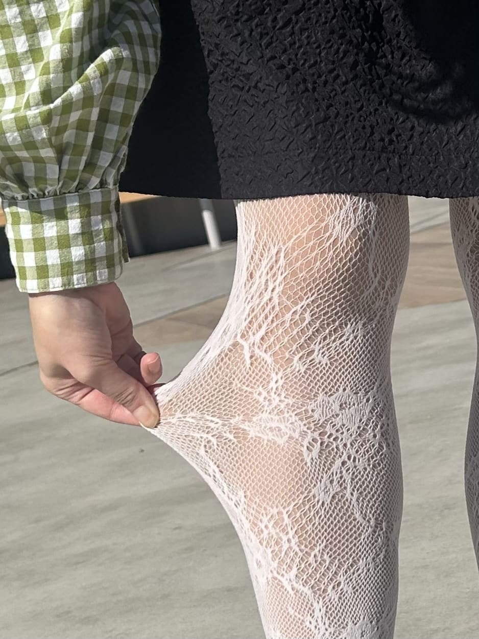 日本製 靴下屋 Lace flower tights