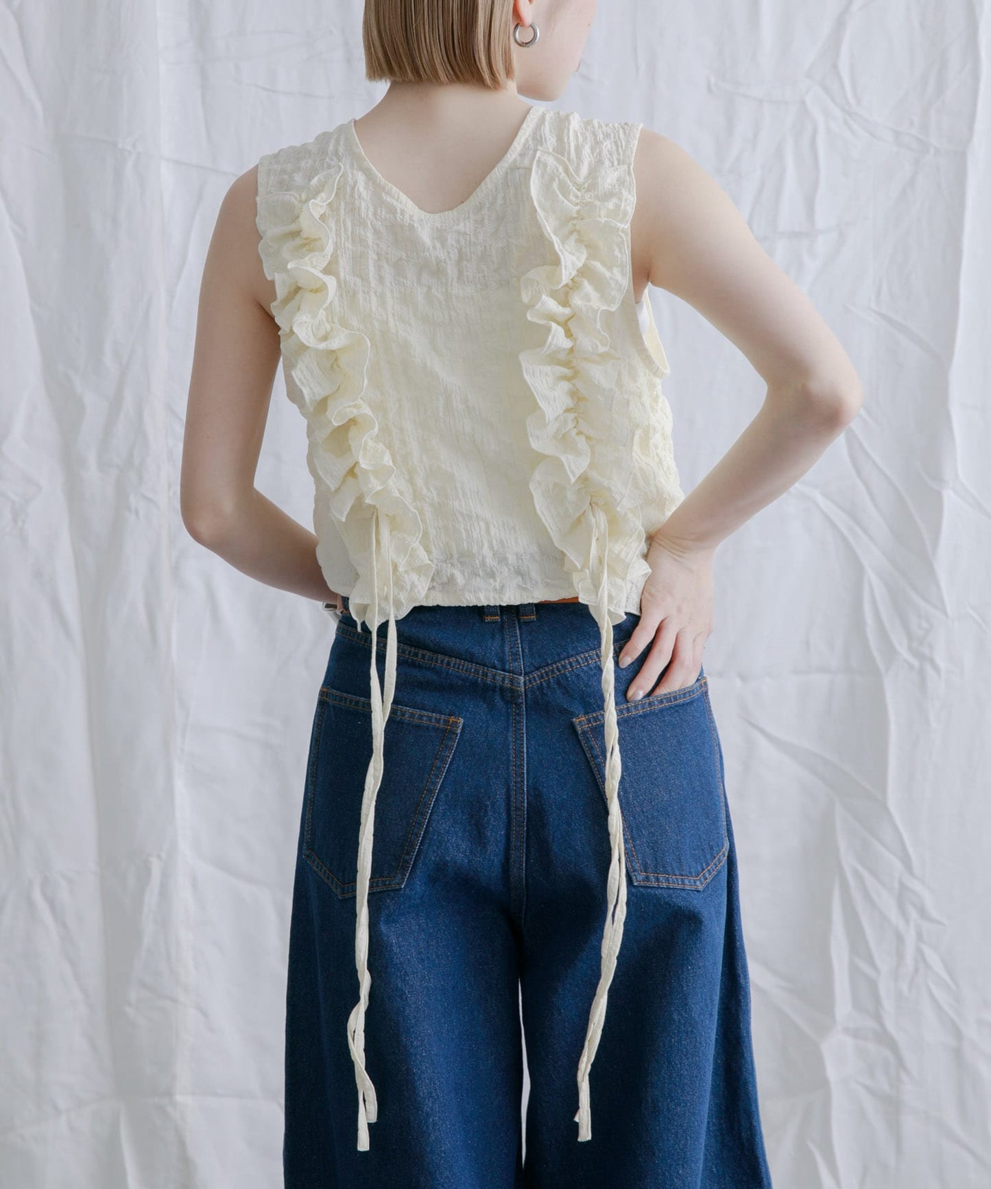 KBF 2WAY 荷葉邊無袖上衣