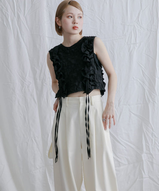 KBF 2WAY 荷葉邊無袖上衣