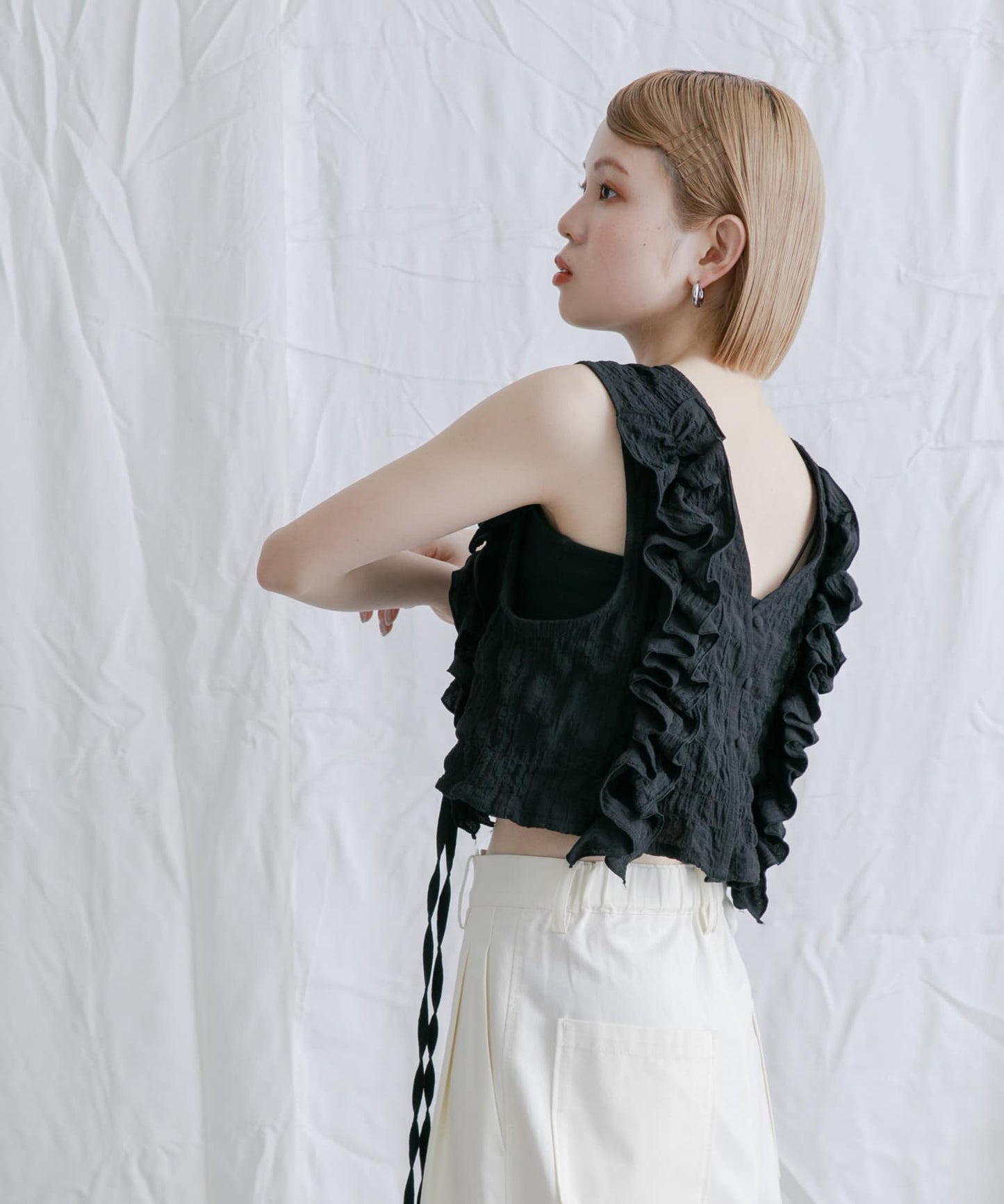 KBF 2WAY 荷葉邊無袖上衣