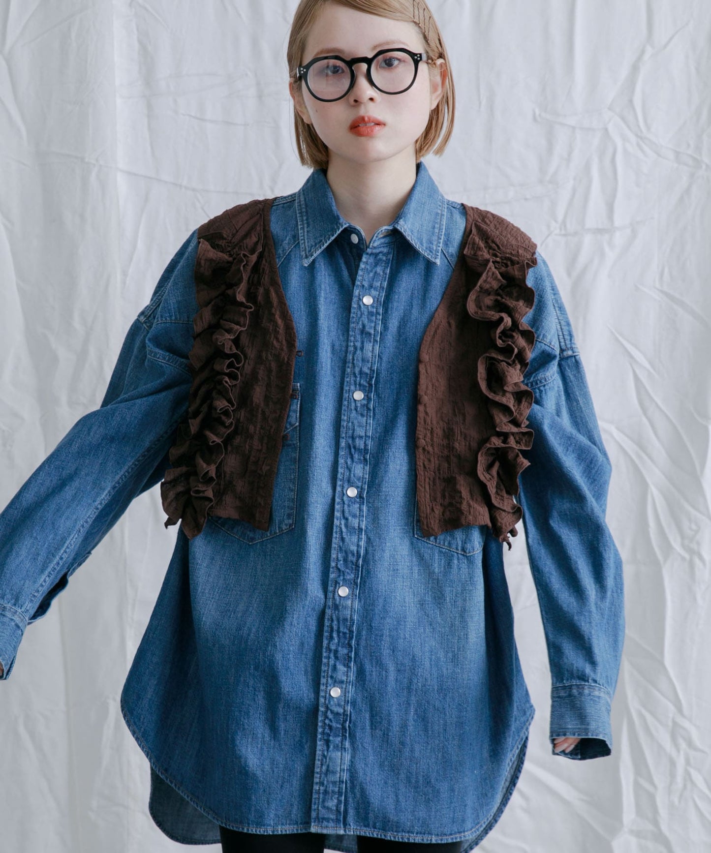 KBF 2WAY 荷葉邊無袖上衣