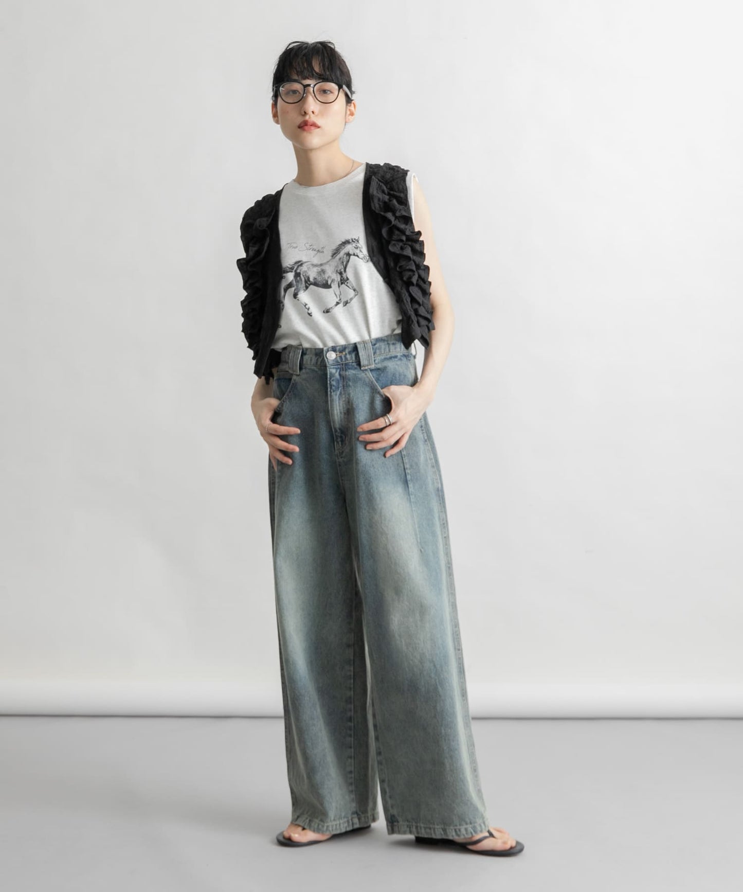 KBF 2WAY 荷葉邊無袖上衣