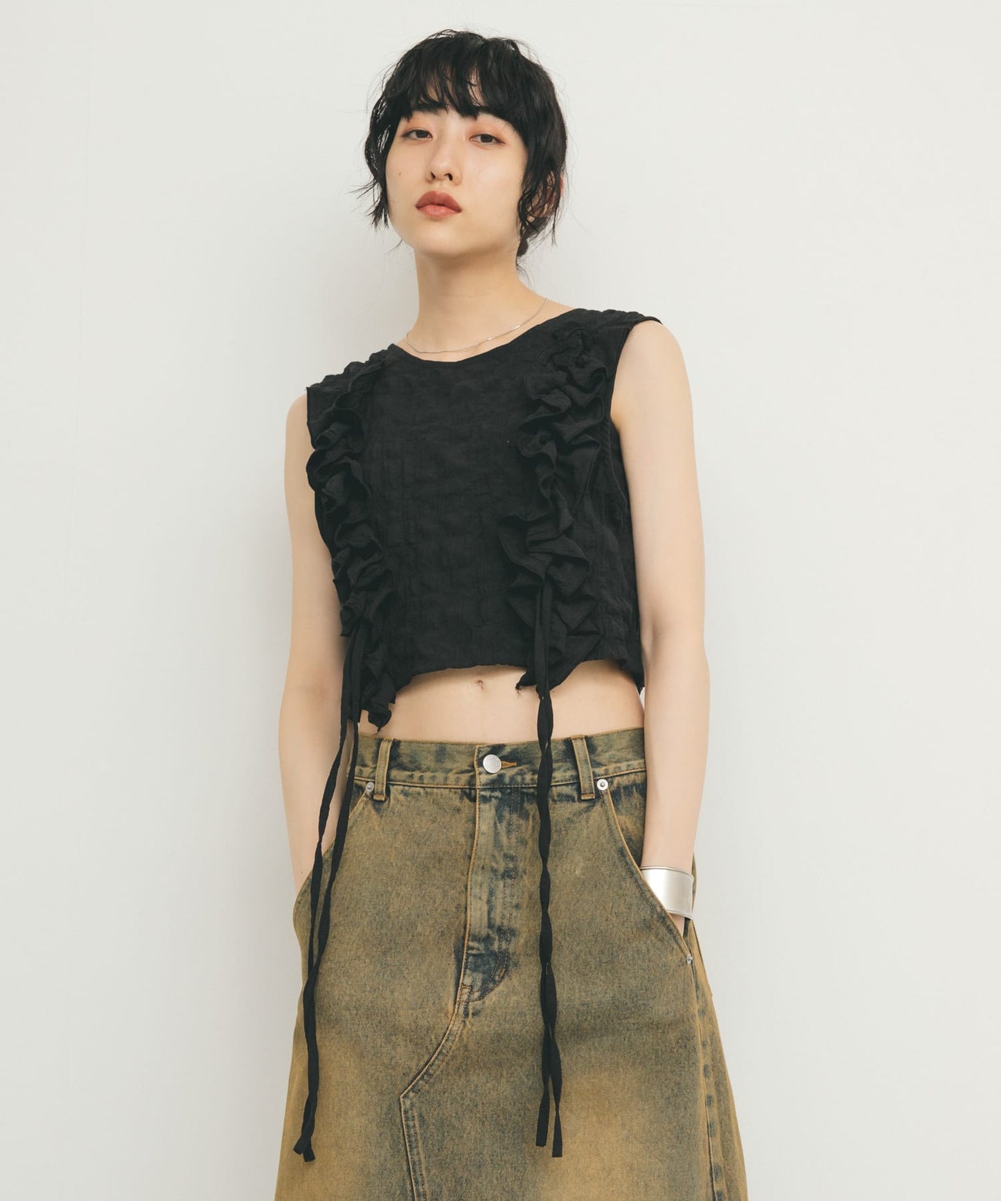 KBF 2WAY 荷葉邊無袖上衣