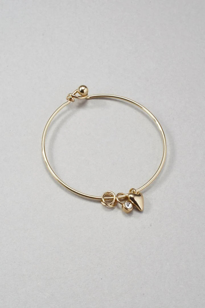 GOLDY Heart Charm Bangle