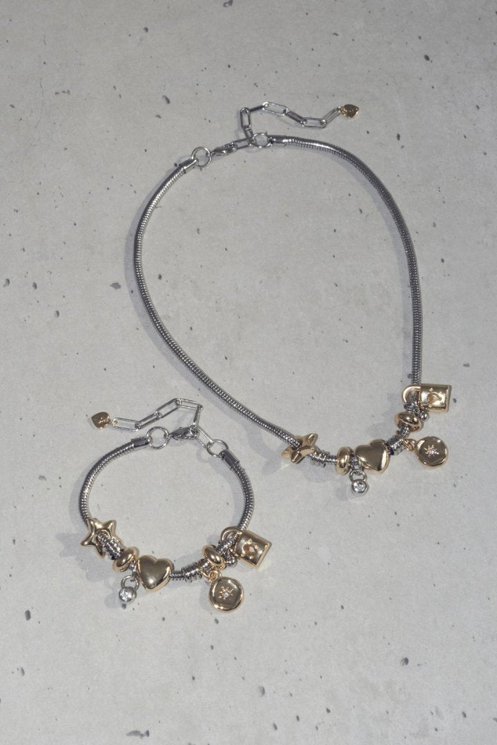 GOLDY Mixed Motif Snake Chain Bracelet