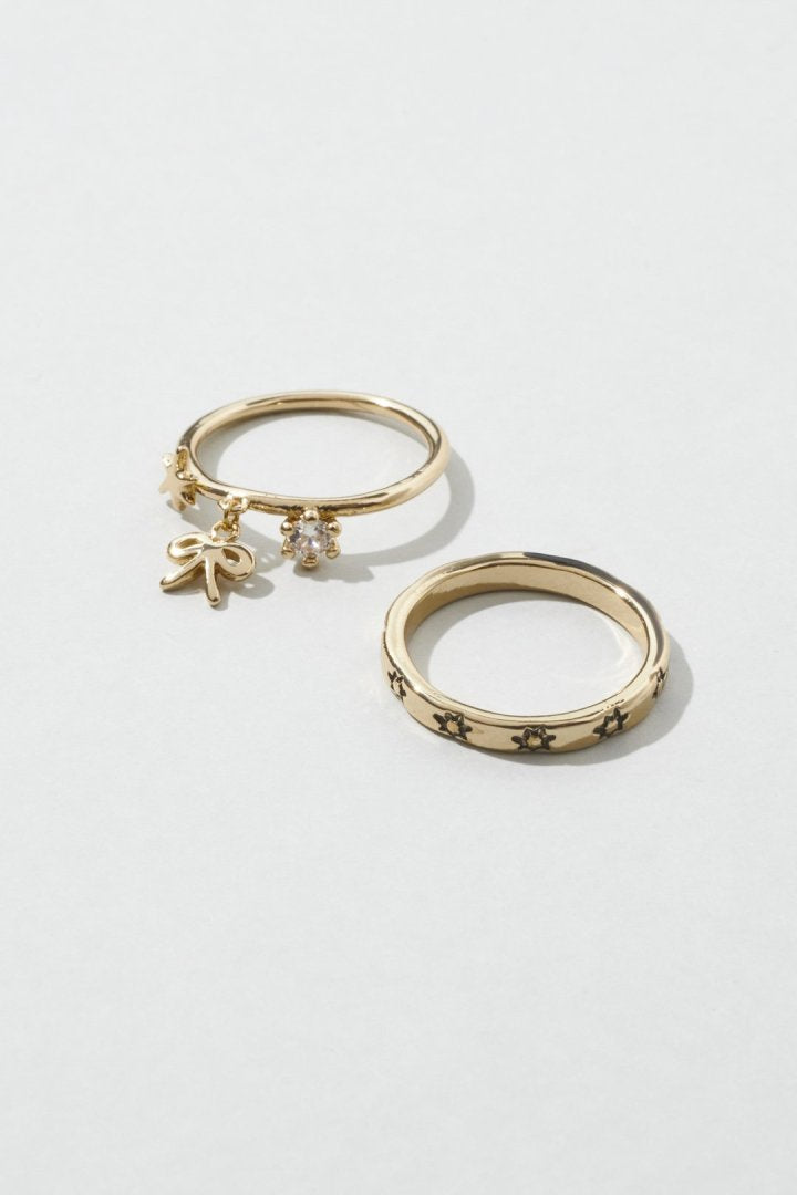 GOLDY Ribbon motif 2P Set Ring