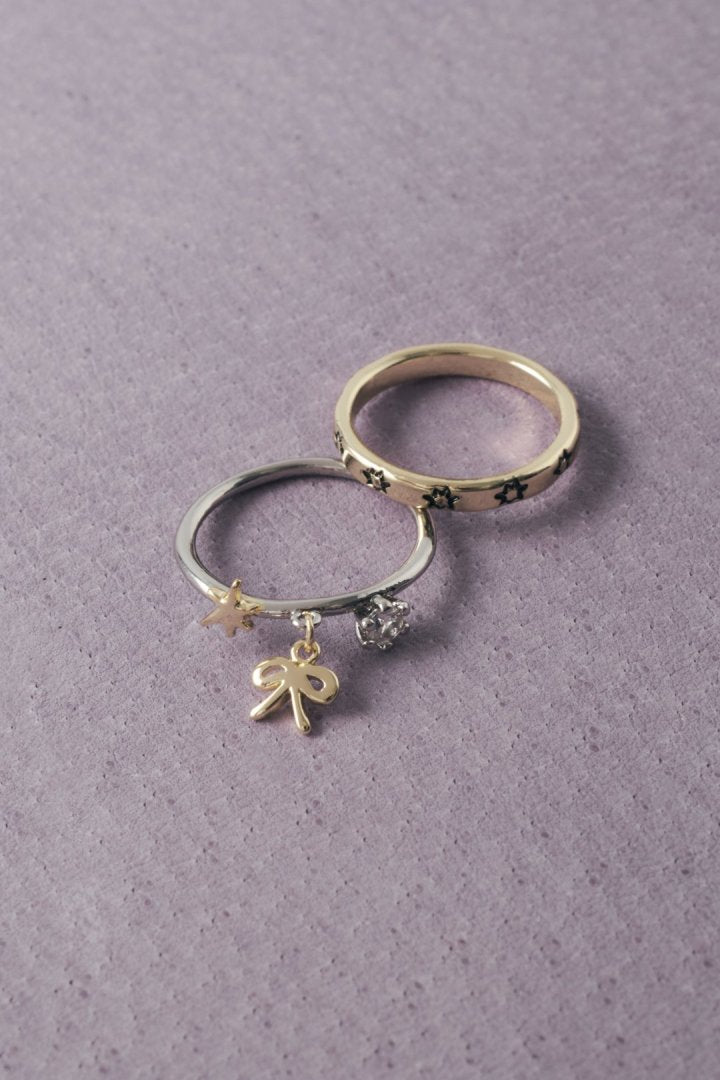 GOLDY Ribbon motif 2P Set Ring