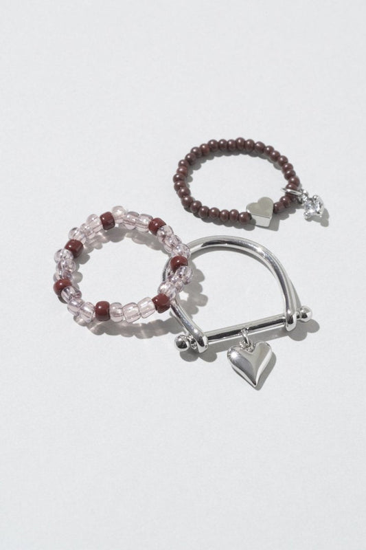 GOLDY Color beads x heart set ring - Image 2