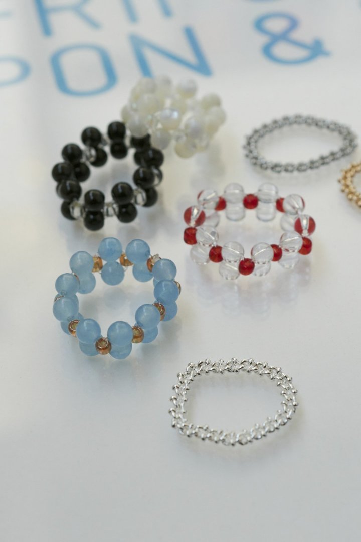 GOLDY bicolor bead set ring - blue