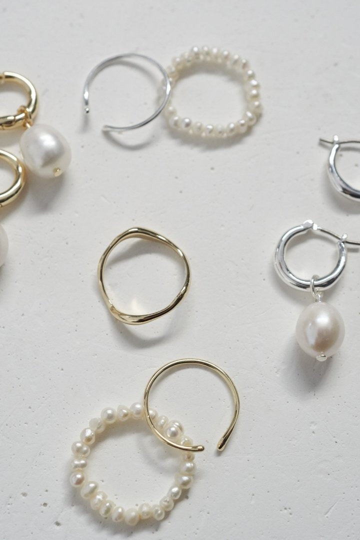 GOLDY 3PCS Fresh Water Pearl Metal Set Ring - Image 22