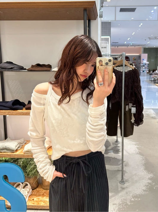 Kastane 暗花吊帶+長䄂衫SET