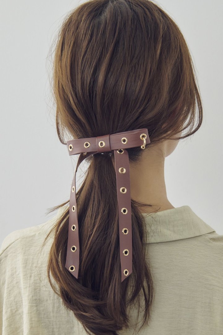 GOLDY Punched leather touch ribbon barrette