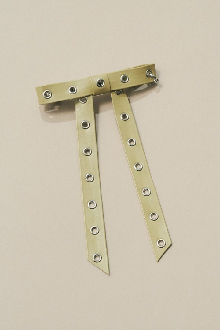 GOLDY Punched leather touch ribbon barrette