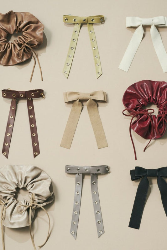 GOLDY Punched leather touch ribbon barrette