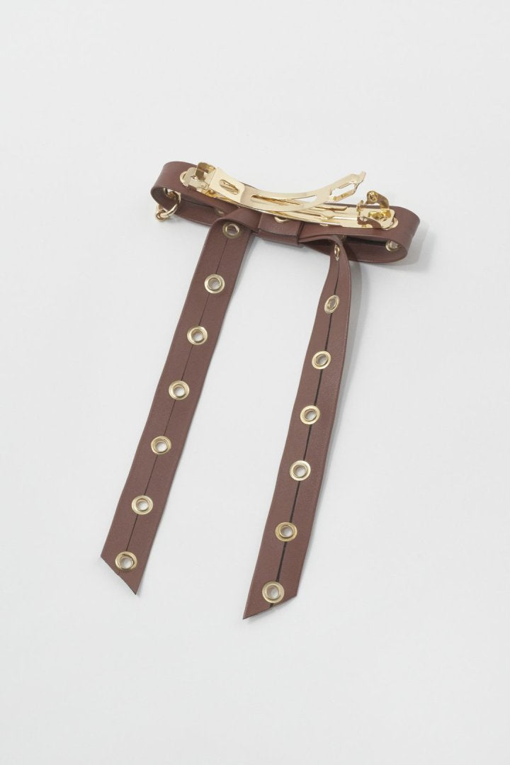 GOLDY Punched leather touch ribbon barrette
