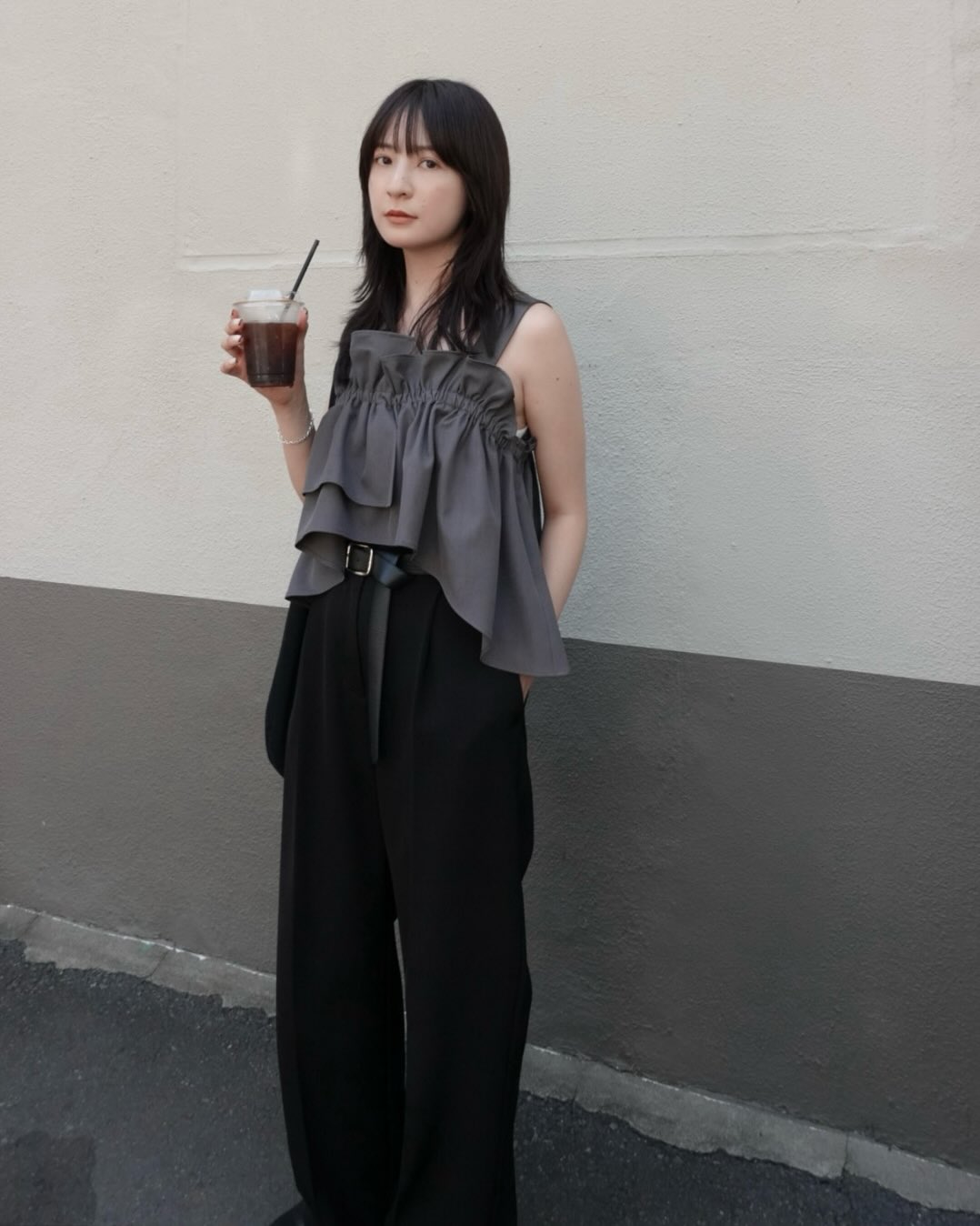 STYLEMIXER asymmetry frill bustier