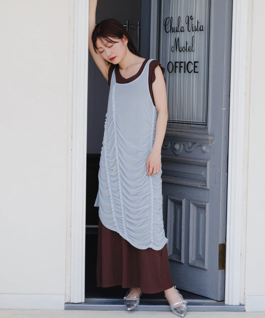 Kastane Sheer Shirred Dress Set - Image 2
