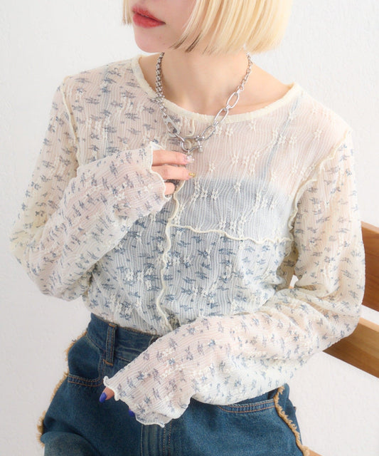 w closet 碎花拼接Tee - Image 2