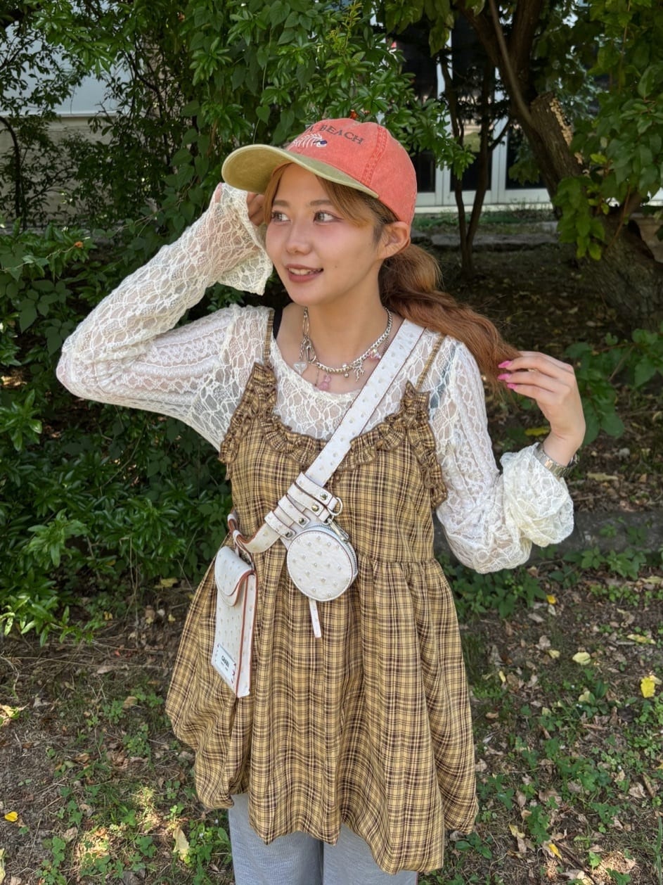 CIAOPANIC 荷葉邊格紋氣球ops