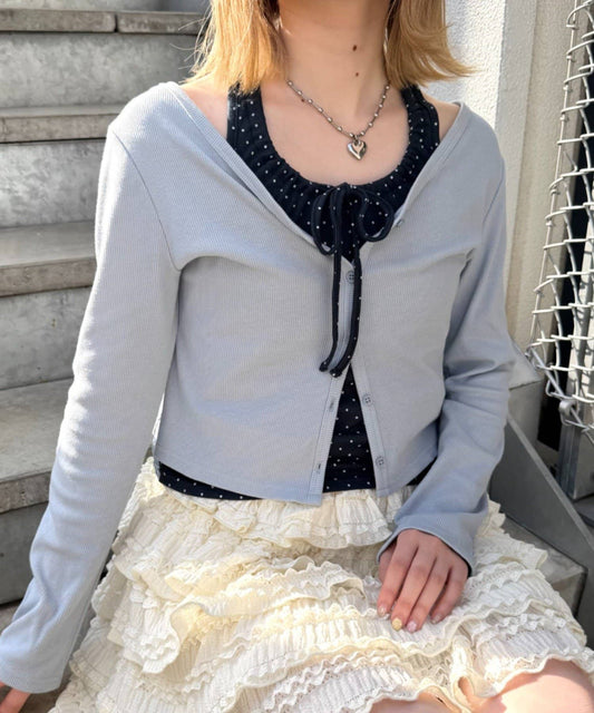 w closet Halter Camisole Cardigan 2P Set - Image 2