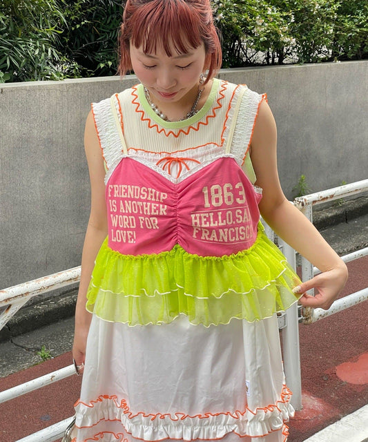 HELLO.SANFRANCISCO Printed logo tulle camisole bustier - Image 2