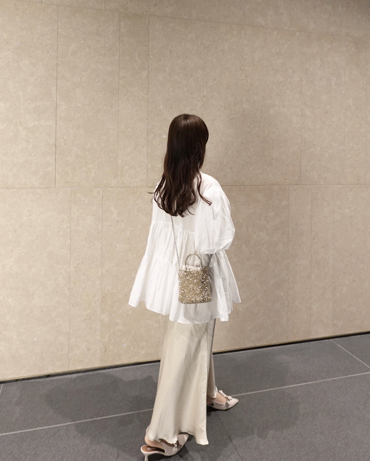 必入手‼️3 way balloon sleeve sheer shirt