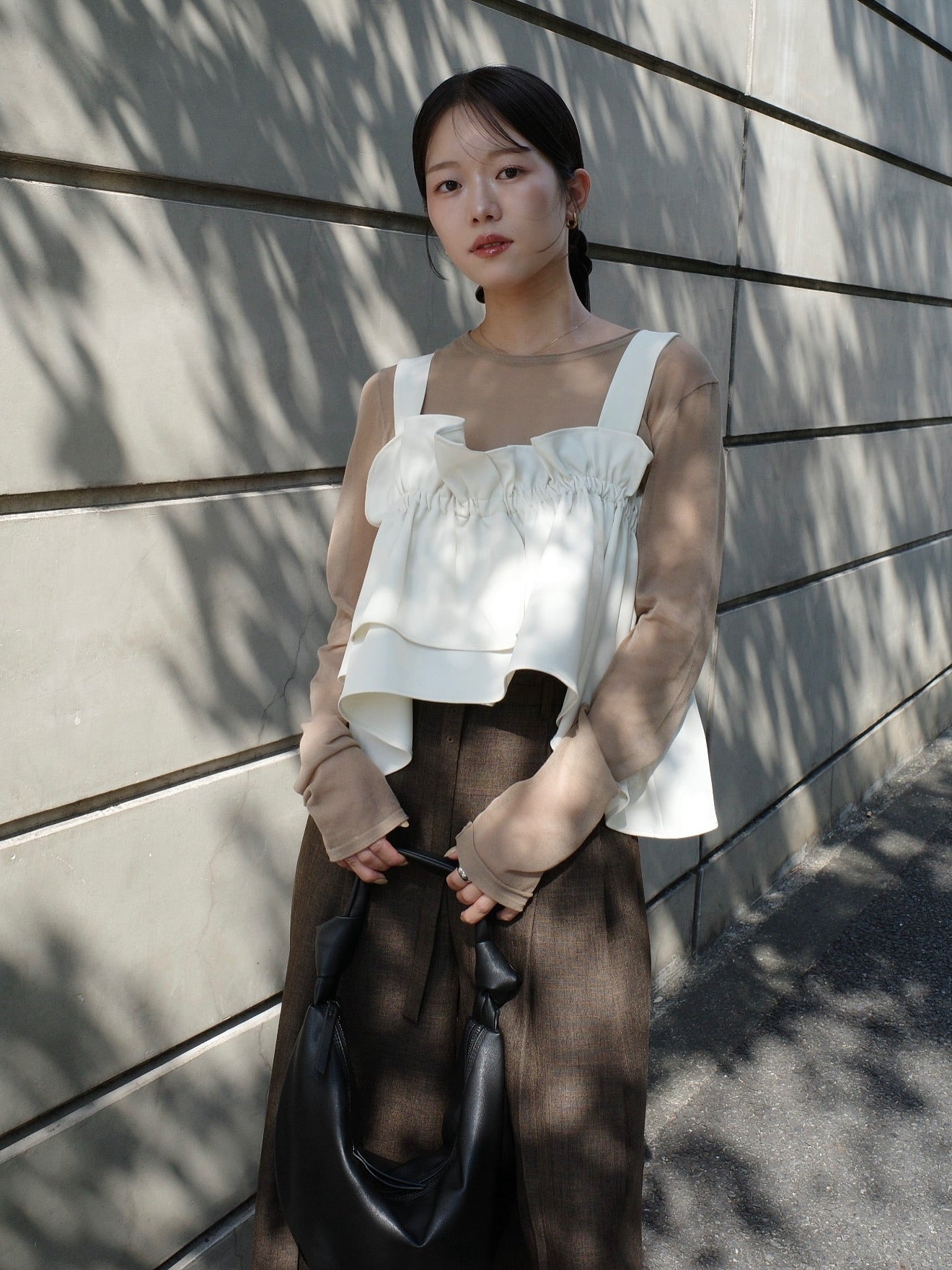 STYLEMIXER asymmetry frill bustier