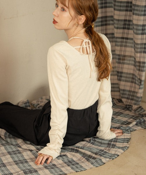 Hinari 綁帶掛頸混色上衣