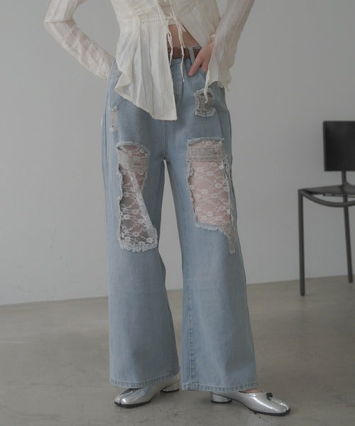 Lace Vintage 直筒牛仔褲