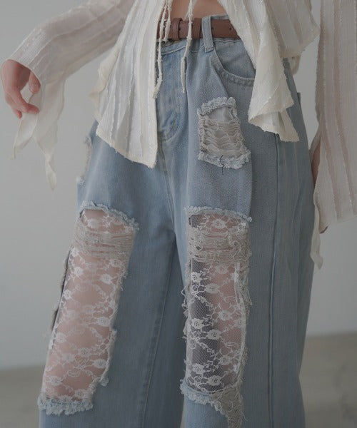 Lace Vintage 直筒牛仔褲