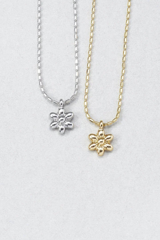 GOLDY Metal Flower x Color Bead Layered Necklace