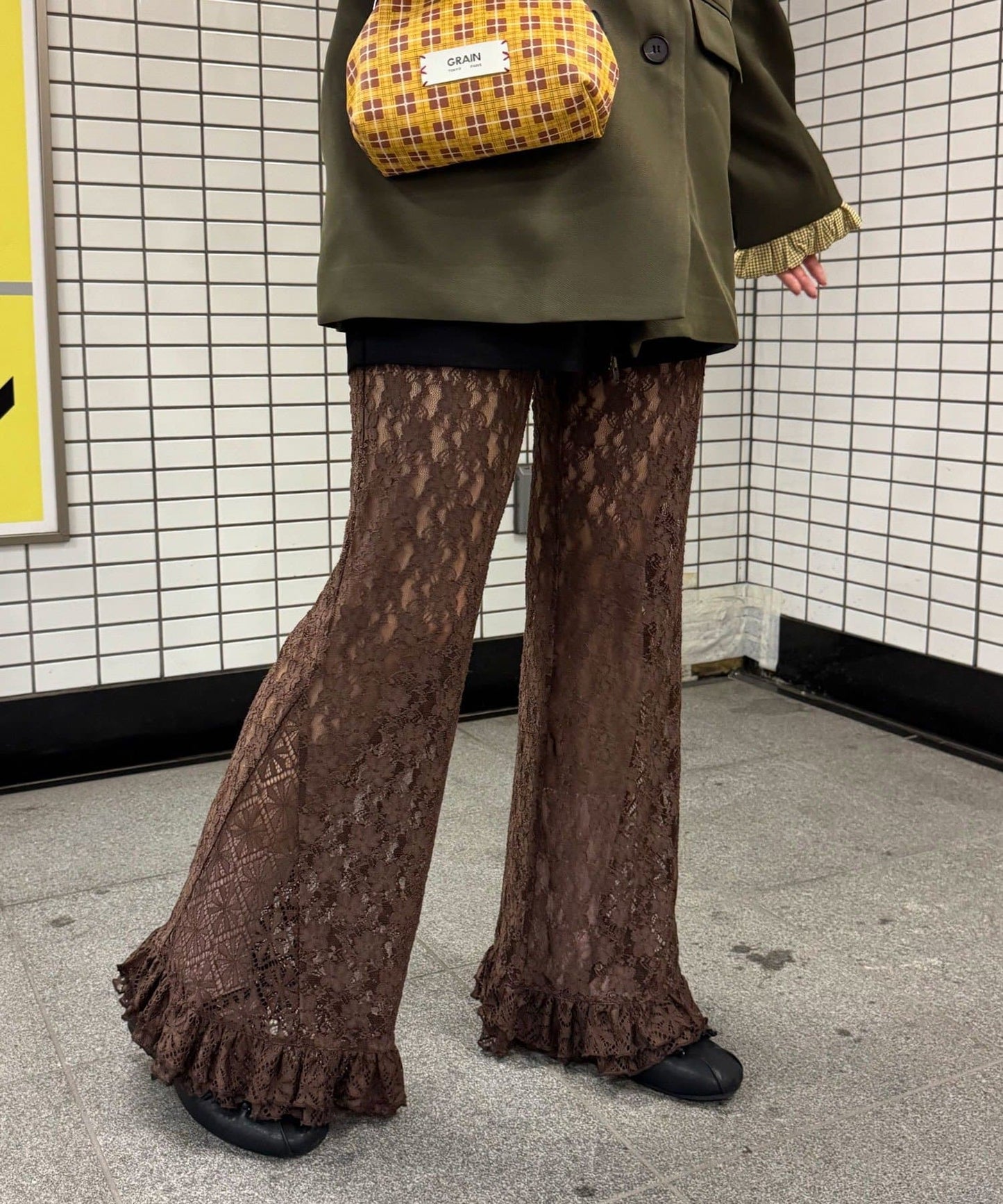 CIAOPANIC Lace Flare Layered Ruffle Pants