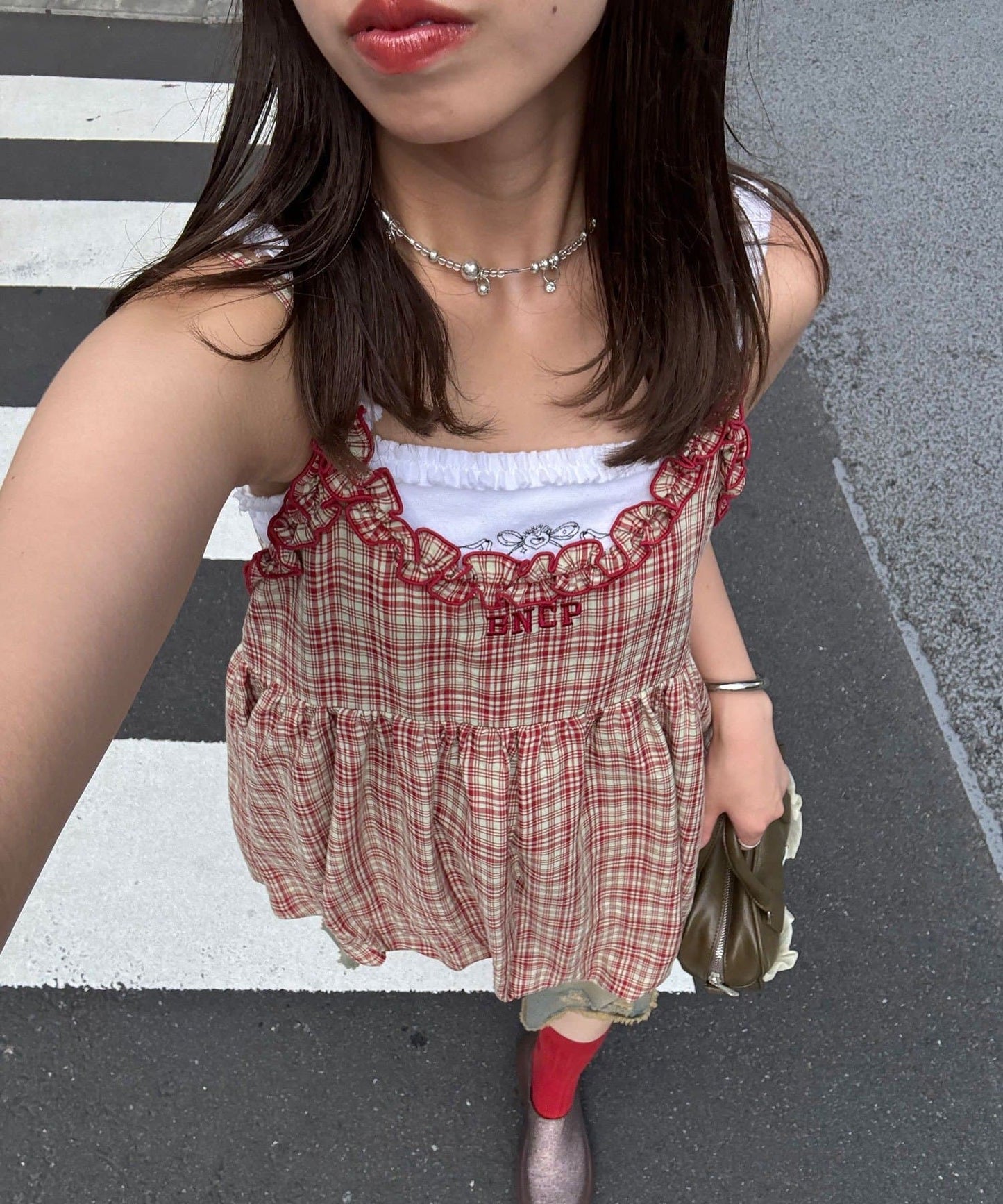 CIAOPANIC 荷葉邊格紋氣球ops