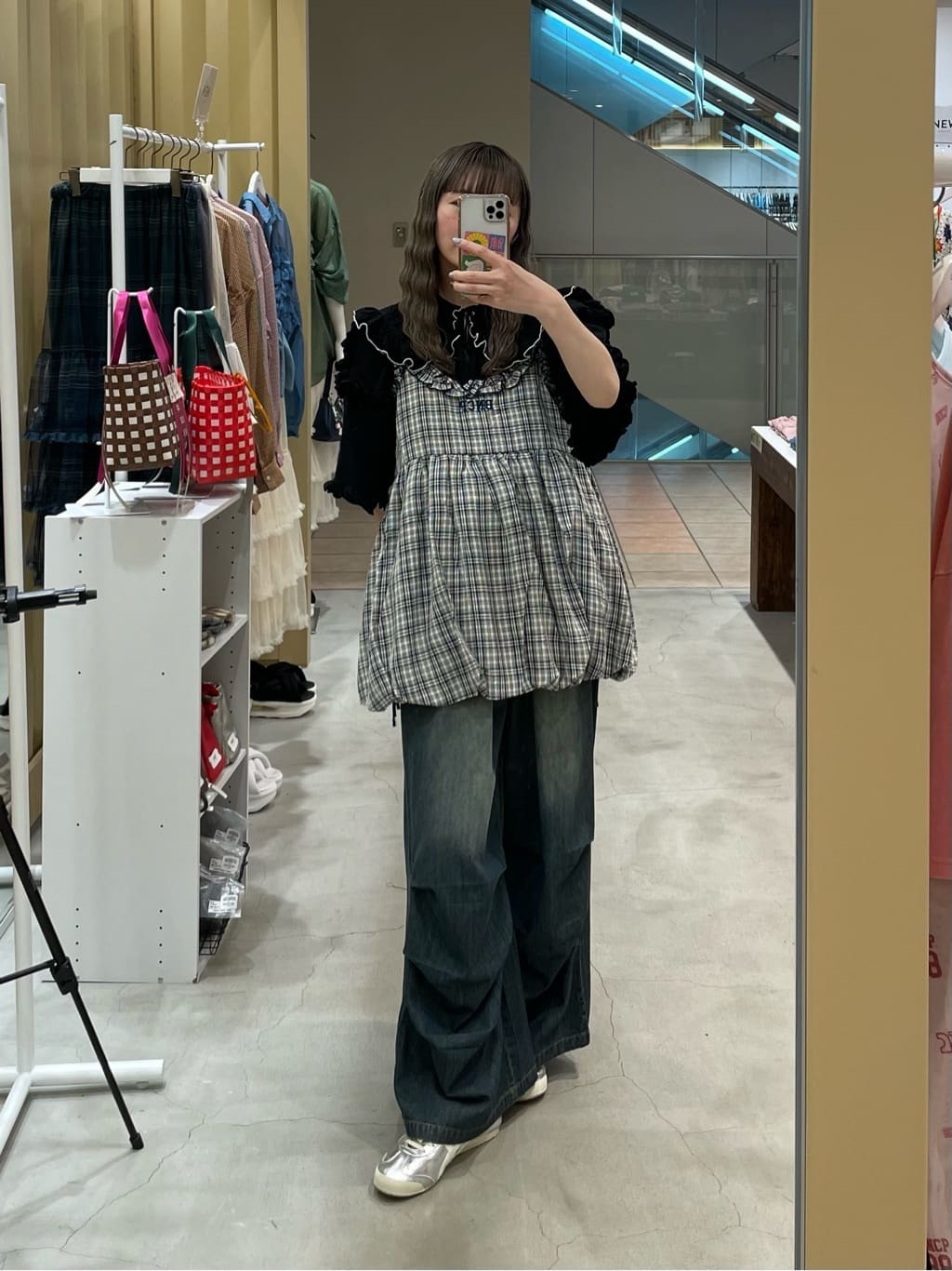 CIAOPANIC 荷葉邊格紋氣球ops